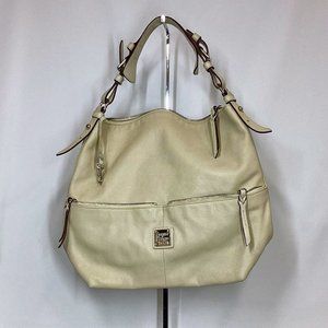 Dooney & Bourke Dillen Large Pocket Sac Cream Leather Hobo Shoulder Bag